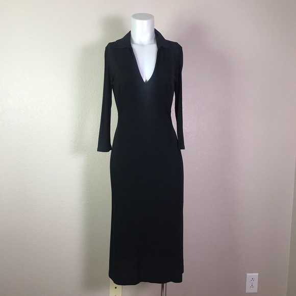 BANANA REPUBLIC BLACK STRETCH 3/4 SLEEVE DRESS - Picture 1 of 7